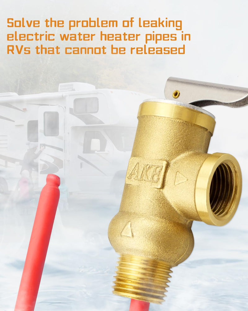 𝗨𝗽𝗴𝗿𝗮𝗱𝗲𝗱 91604 1/2 Inch Relief Valve, Temperature and Pressure Relief Valve Replace for Camco 10423, RV Electric Water Heaters Valve with 4.5" Epoxy-Coated Probe 150PSI 1/2" NPT Connection