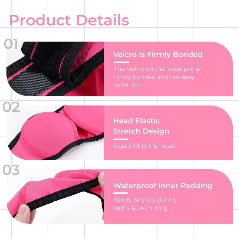 Dog Ear Covers for Bath,Shower,Elastic Dog Ear Muffs Noise Reduction Anxiety Relief,No Flap Ear Wrap Calming Hood for Grooming,Blow Dry,Thunder,Waterproof Ear Protection for Dogs(Pink,S) Pink S (Head Circle:10"-15")