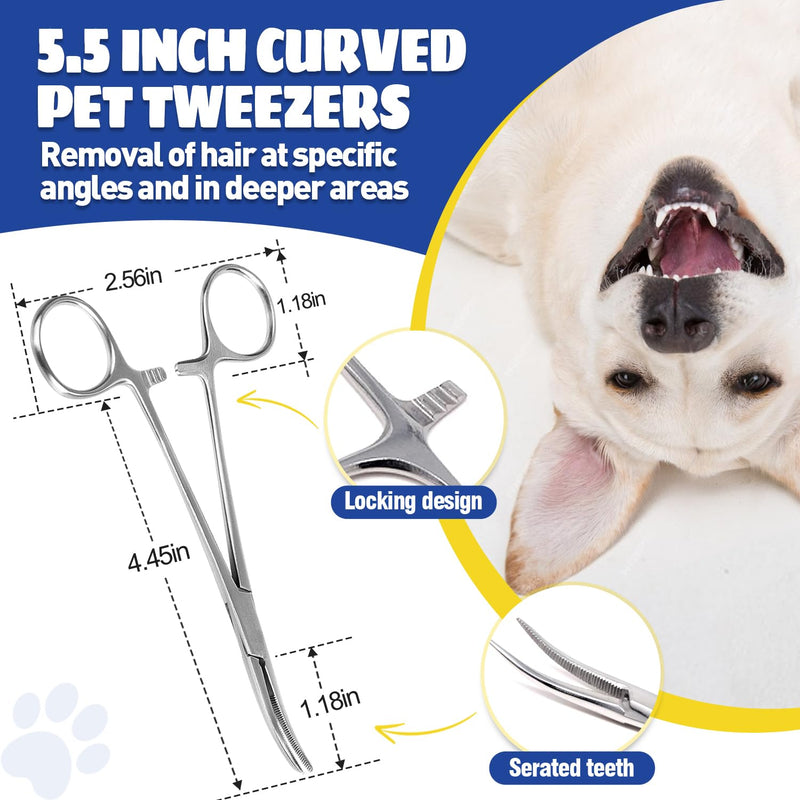 Updated Dog Ear Powder for Hair Removal,Ear Powder for Dogs Plucking with 5.5inch Hemostat Locking Forceps Curved, Removing Earwax and Odor Ear Powder+5.5inch Forceps Curved - PawsPlanet Australia