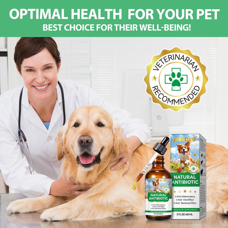 Antibiotics for Dogs, Natural Antibiotics for Dogs, Dog Antibiotics for Infection Supports Immune & Dogs Allergy Relief, Dog Multivitamin UTI Drops Natural Supplement for All Ages & Breeds-2PCS 2PCS