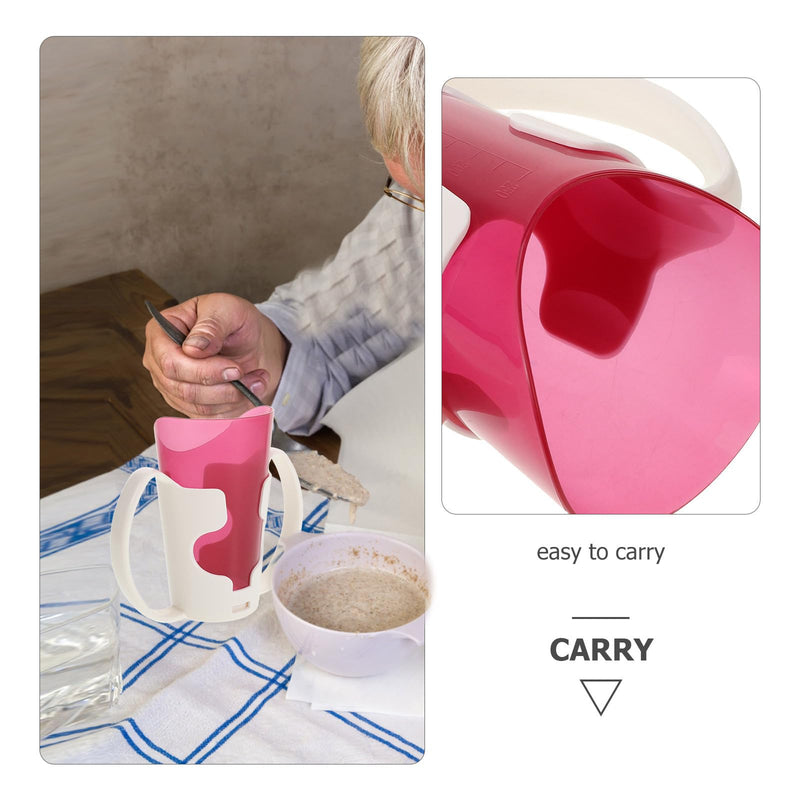 Luxshiny Nosey Cup with Handles, Elderly Care Feeding Cup, -Choke Cup for Bedridden Patients, Disabled, Elderly, Dysphagia Cup for Liquid Feeding, 5.50X5.11X2.55in (Magenta)