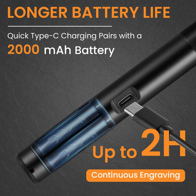 HARDELL Engraving Pen 6 Speed, USB-C Rechargeable Engraving Tool, Electric Engraving Pen Kit with 41 Accessories for Metal, Wood, Glass and Plastic, Cordless Engraving Pen Set for DIYer & Beginner Black
