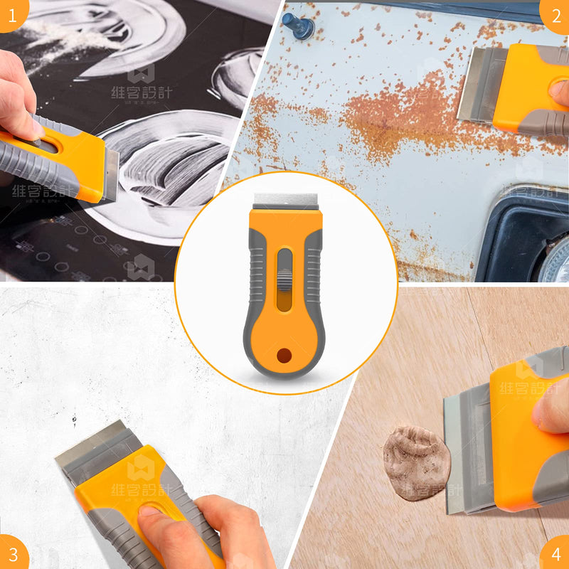 Razor Blade Scraper, 1 Pack Plastic Retractable Glass Scraper with 20 Pcs Extra Razor Blades, Windshield Sticker Remover for Windows Metal Vinyl Car Glue 1 PCS