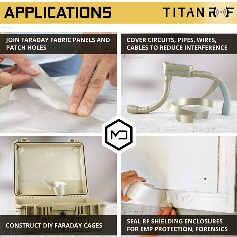 TitanRF Faraday Tape, Conductive Adhesive RF Shielding Roll, 10in x 10ft