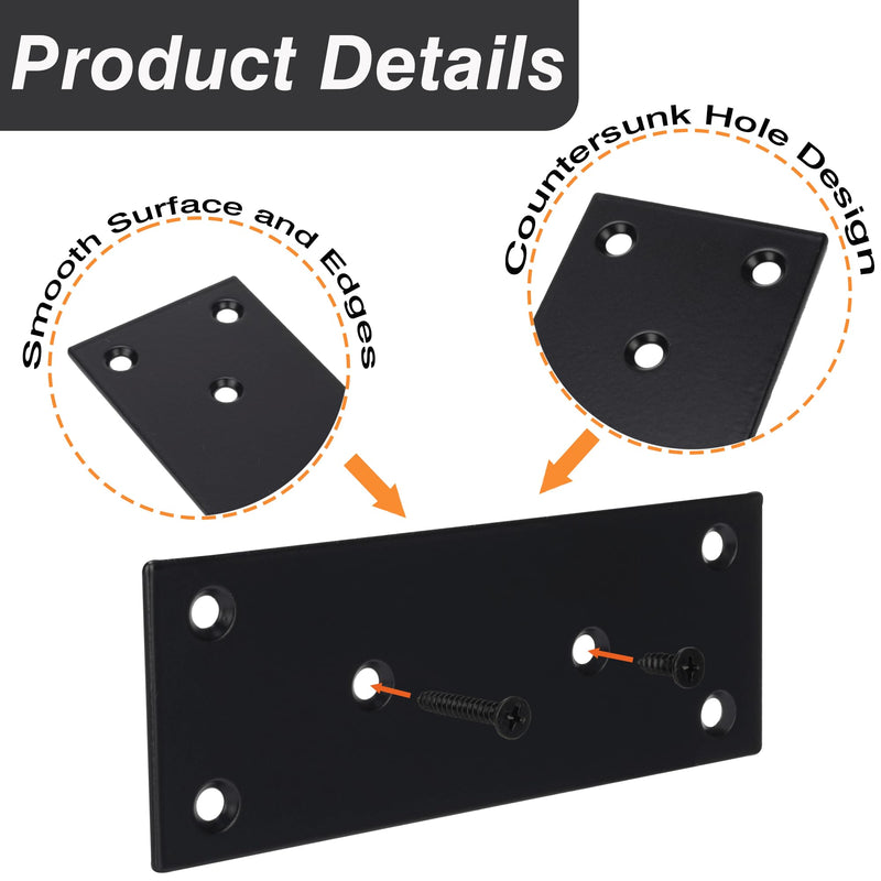 2 Pack Mending Plate,Stainless Steel Flat Straight Brace Brackets, Double-Wide Metal Plate, Durable & Anti-Rust for Furniture Fastening & Fixing, Great for DIY Woodworking(48*169) 1.9"×6.6"/48x169mm 2