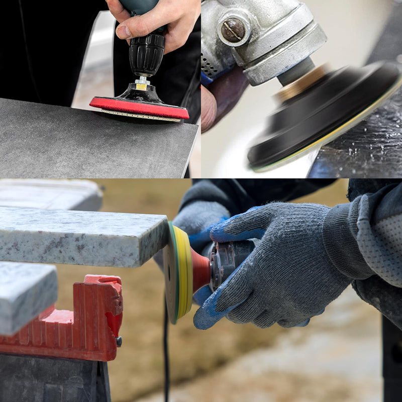 XKDOUS 13pcs Diamond Polishing Pads Set,50-8000 Grit Pads,Wet/Dry Granite Polish Kit with Backer Pad for Drill Grinder Rock Polisher Granite Marble Stone Concrete Tile Tools