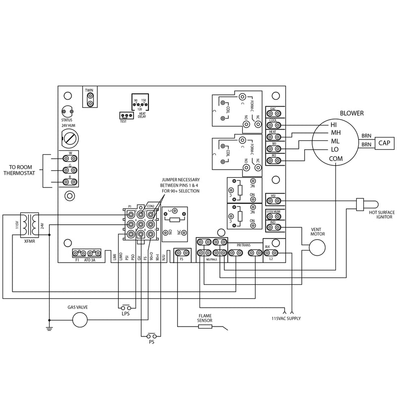 Furnace Control Board Replacement for I-C-M280 Good-man B1809906 B1809908 B1809910 B1809313– Fits UT-EC 1012-933D, Te-xas Instruments 41F-5, White-Rodgers 50T35-730 50T35-743