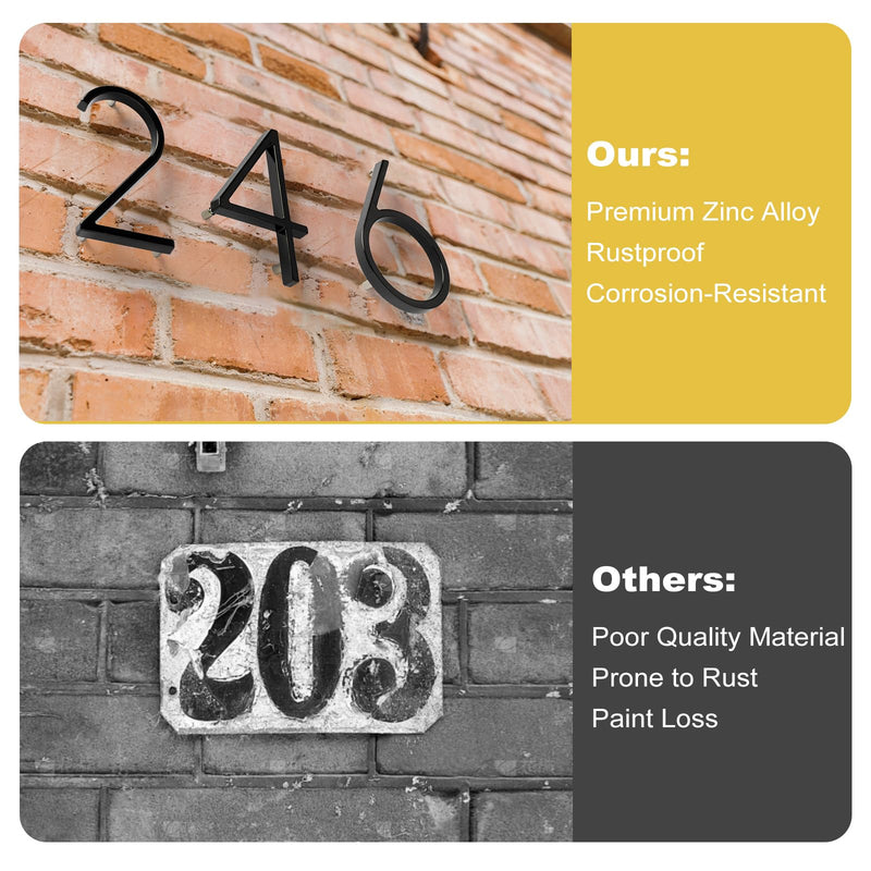 Briout 5" Floating House Numbers for Outside, Metal Modern Address Numbers for House, Zinc Alloy Anti-Rust Home Address Numbers for Door Mailbox, High Gloss Black (1) 5In 1