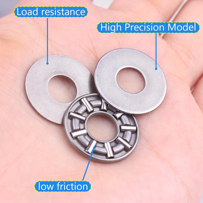 Atoplee Thrust Needle Roller Bearings with Washers,10 Set 8x19mm Thrust Needle Roller Industrial Bearing Each 1pc Cage Needle and 2pcs Washers [AXK0819 with 2AS] AXK0819+2AS 10