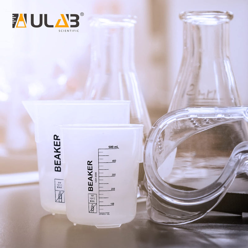 ULAB Scientific Stackable Graduated Plastic Beakers, 3pcs of 1000ml(33.8oz), with Easy-to-Read Printings in Black, UBP1014 3pcs of Vol.1000ml with black printings