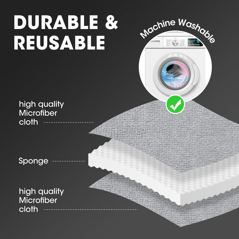 NiHome 5-Inch Wood Conditioner, Wax & Oil Applicator 4-Pack, Reusable Microfiber & Sponge Pads for Scratch-Free Cutting Board Maintenance & Versatile Home Polishing, Machine Washable for Long-Term Use 5 Inch Gray