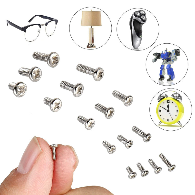 800pcs Tiny Screws for Electronics, M1/M1.2/M1.4/M1.6/M1.7 Very Small Phillips Pan Head Machine Screws, Micro screws, Mini Screws Assortment Kit for Electronic Repair,Nickel-Plated Carbon Steel