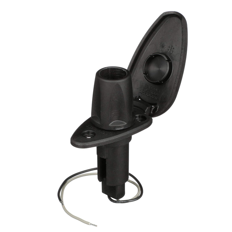 Attwood 910T2PB-7 LightArmor™ 910R Series Teardrop Plug-in Light Base — for All-Around Pole Light, 2-Pin, Black Composite Cover One size