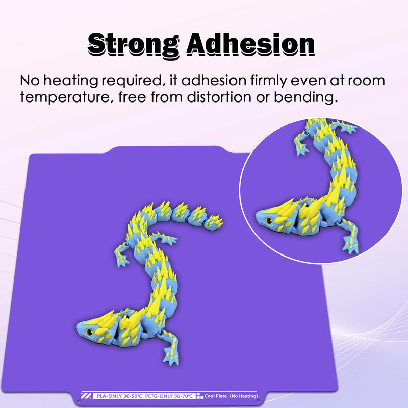 Cool Build Plate for FLASHFORGE Creator 5/Creator 5 Pro No Heating No Glue Purple Cold Low Temperature Double Sided Smooth PEI Sheet Flexible Spring Steel Plate Removable Platform