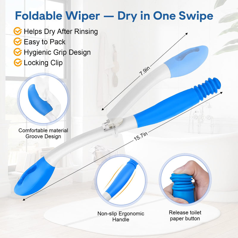 Portable Bidet Toilet Aids Wiper Tool Set for Travel | 350ML Bottle | 450mAh Battery | IPX7 Waterproof |Compact & High-Powered with 2 Pressure Modes for Wiping and Personal Hygiene (Blue) Blue