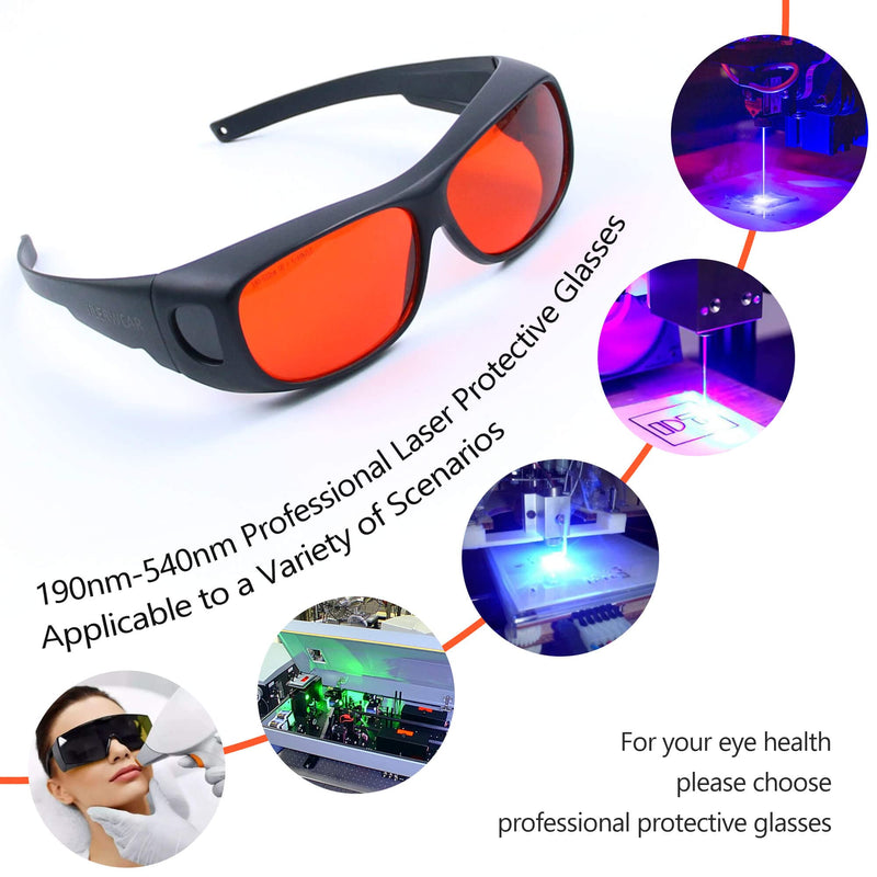 JILERWEAR 190nm-540nm professional laser protective eyewear, can be used for laser engraving, beauty spot removal Medium-red