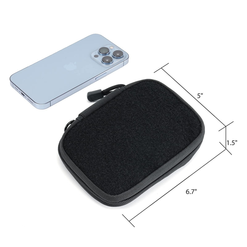 EDC Pouch, Pocket Organizer with Patches, Nylon EDC Pocket Organizer Utility Pouch, Small Tool Pouch for EDC Gears, Mighty Pouch with D-Ring, EDC Pocket Pouch, Multitool Organizer Pouch Large-A