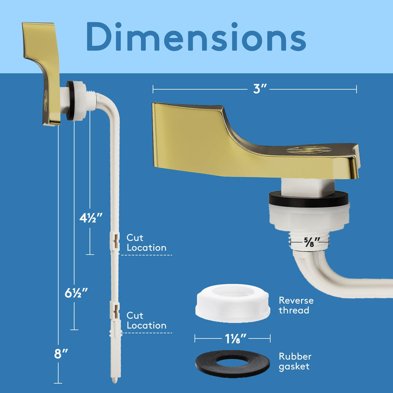 RAVINE Toilet Handle Replacement- American Standard Toilet Flush Handle with Elegant Design, Durable Toilet Flush Lever Front Mount - Easy to Install Toilet Bowl Handle Replacement (Matte Brass) Matte Brass