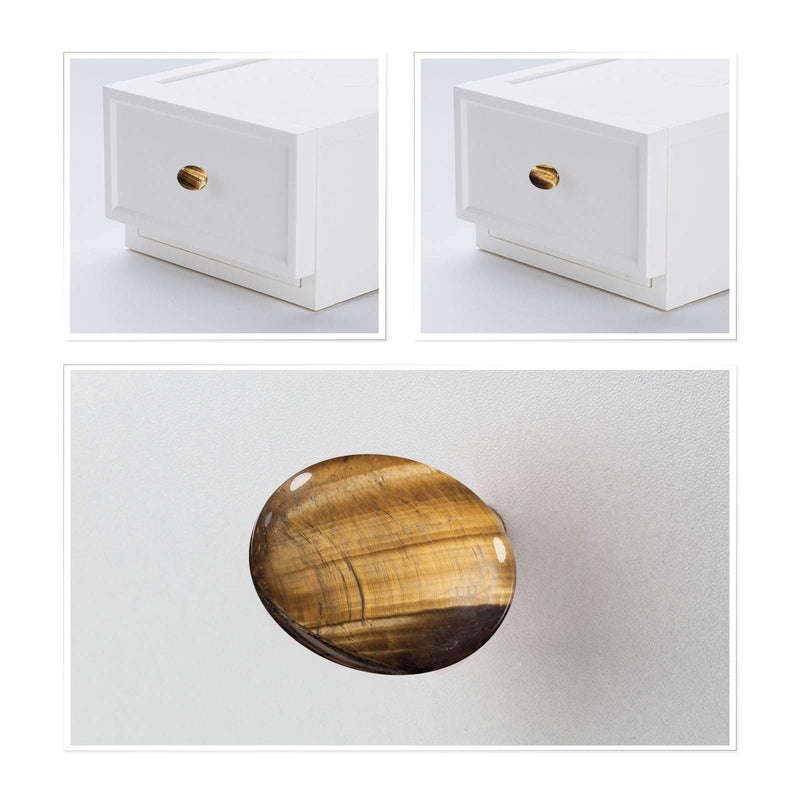 mookaitedecor 4 Pcs Oval Tiger's Eye Cabinet Knobs Drawers Dressers | Crystal Handles for Cabinets, Decorative Drawer Pulls, for Kitchen Cupboard Brown