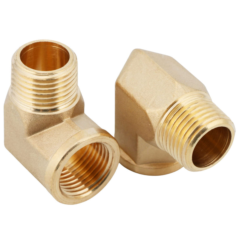 U.S. Solid 2pcs 90 Degree Barstock Street Elbow Brass Pipe Fitting 1/2" NPT Male Pipe to 1/2" NPT Female 1/2" NPT Male x 1/2" NPT Female
