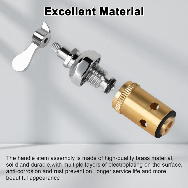 Brass Spindle Assembly for Commercial Faucet Valve Spool Replacement Hot Cold Side Handle Stem Assembly Cartridge Fit Kitchen Restaurant (1 Pair)