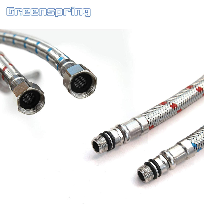 24 Inch Long Faucet Connector, 2Pcs Faucet Supply Lines, Kitchen Sink Toilet Hose Braided Stainless Steel Supply Hose 3/8" Female Compression Thread x M10 Male Connector (1 Pair) 24 Inch