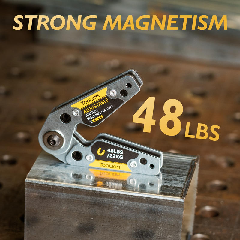 TOOLIOM Adjustable Angle 20°-200° Welding Magnets,Magnetic Pull Force 48 LBs Welding Holder Welding Accessories 48LB