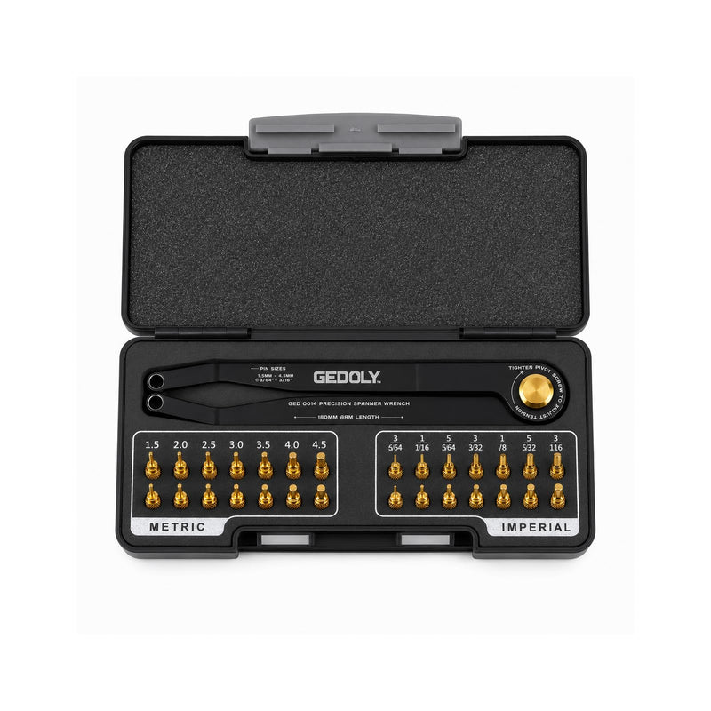 Adjustable Pin Spanner Wrench Set, Heavy Duty Shock & Lock Nut Tool | Fits coilover, shock & suspension lock nuts. Includes 14 pairs Metric/SAE pins. Adjustable hook spanner wrench tool kit.