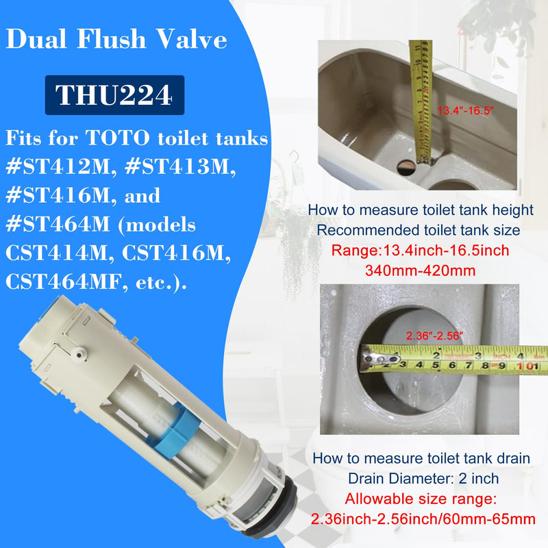 THU224 Toilet Flush Valve Assembly with Mounting Nut Fit for TOTO Two Piece Aquia Toilet Tank #ST412M