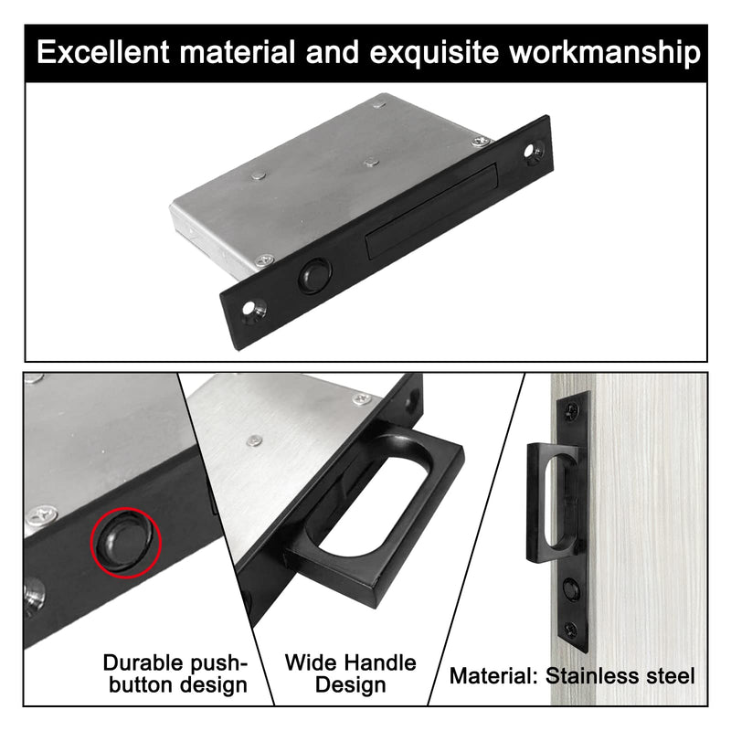 Pocket Door Edge Pull - Sliding Door Pull Handles Hardware,Pockets Hidden On The Side Pop-up Door Handles,Pull Ring is Larger and Easier to Use Black 1 Pack