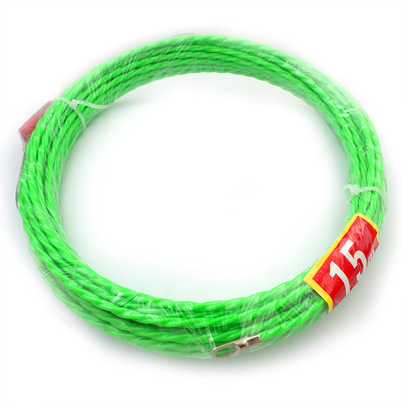 Fish Tape 49FT Wire Fishing Tools Cable Pulling Wire 4.5mm Diameter, Ideal for Cable Runs 15m
