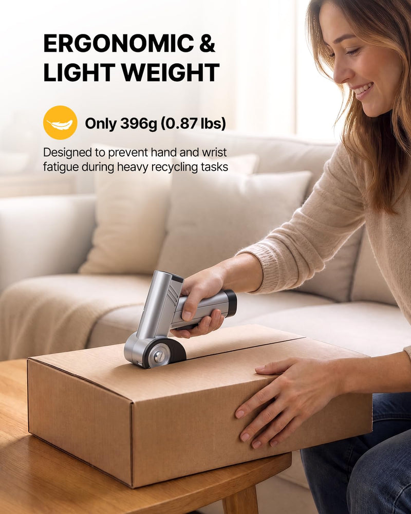 Electric Box Cutter, 4-Speed Cordless Electric Scissors for Heavy Duty Cardboard & Fabric, Rechargeable Cardboard Cutter with LED Light, Comes with a charging cable Storage Case & 2 Extra Blades（grey） Gary