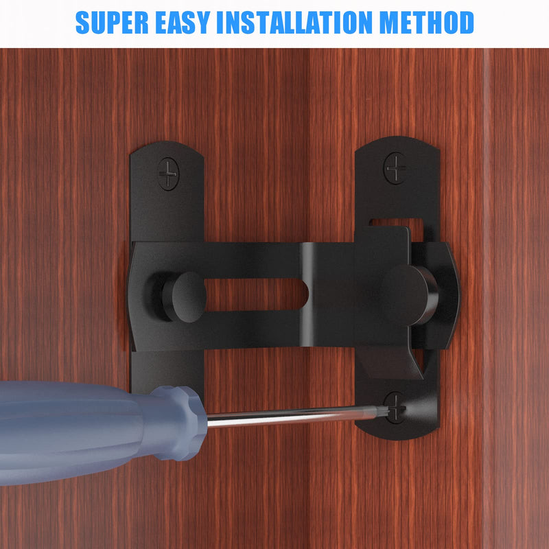 90 Degree Flip Barn Door Lock, Protect Privacy - Security Hook Gate Latch for Barn, Garden, Bathroom, Outdoor, Garage, Window, Sliding Door, Black 1 black