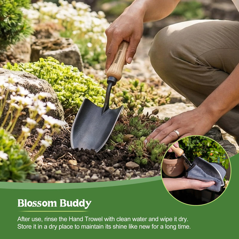 Garden Hand Trowel, Stainless Steel Planting Shovel with Wooden Handle, Ergonomic Design for Gardening and Digging
