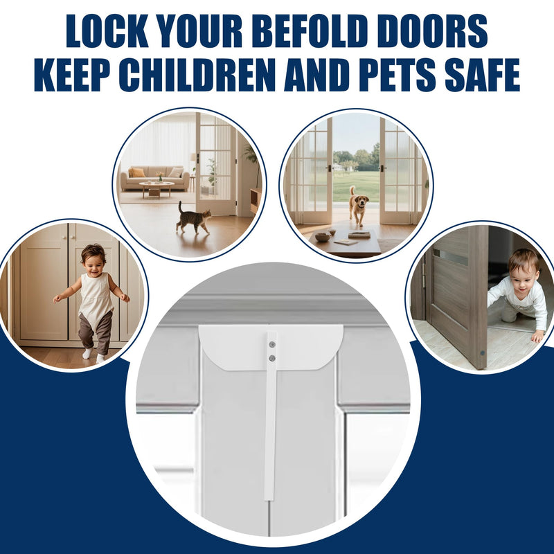 Bifold Door Lock- Metal Double Door Child Safety Locks Keep Toddler, Cats&Dogs Out of Pantry, Closets, Cabinets 1PC