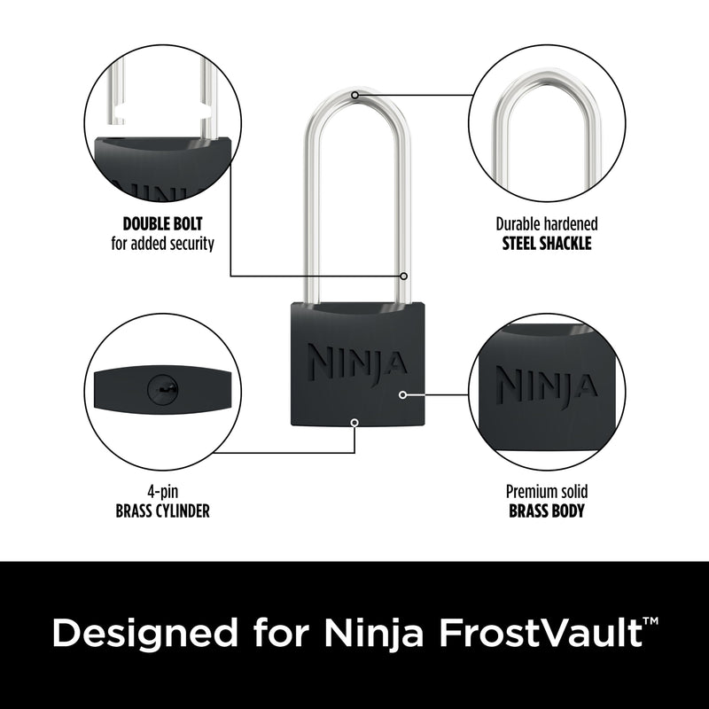 Ninja FrostVault Padlocks, 2-Pack, Durable Heavy Duty Hardened Steel Locks with Double Bolt, Designed to Fit Ninja FrostVault