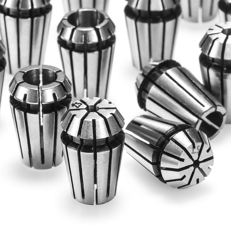 ER11 Spring Collet Set 1-7 mm 1/8 Inch 1/4 Inch for CNC Clamping Device Engraving Machine Milling Lathe Tool Pack of 15 1/4" 15pcs