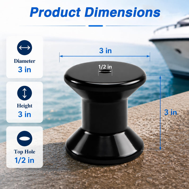 3" Boat Trailer Bow Stop Roller by 1/2" Shaft Upgraded TPU for Boat Trailer