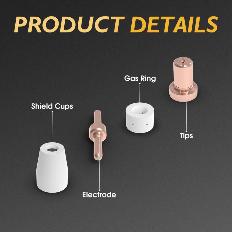 TOOLIOM 60Pcs Plasma Cutter Torch Consumables PT31 Accessories Electrode Tips Nozzles Cups Kit Fit TL-CUT-50, TL-MCT520, TL-CT520D with Plasma Cutting Torch PT31 LG40 PT31-60Pcs