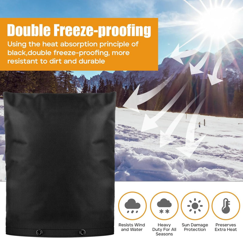 Backflow Insulated Cover, Outdoor Pipe Insulation Covers Winter Freeze Protection, Insulation Pouch for Water Sprinkler Valve Box, Meter or Controller Backflow Preventers16"W x 20"H Black 16"W x 20"H