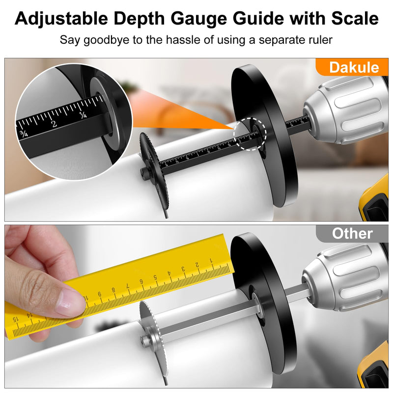 Inside Pipe Cutter for PVC Pipe, Cutter Tool Set with scale - Adjustable Depth Gauge, 6 Black Blades, 4" Black Hex Shank Matte Black