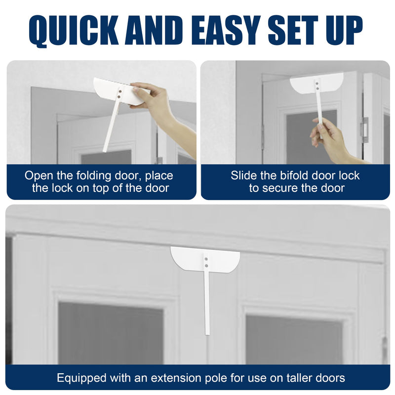 Bifold Door Lock- Metal Double Door Child Safety Locks Keep Toddler, Cats&Dogs Out of Pantry, Closets, Cabinets 1PC