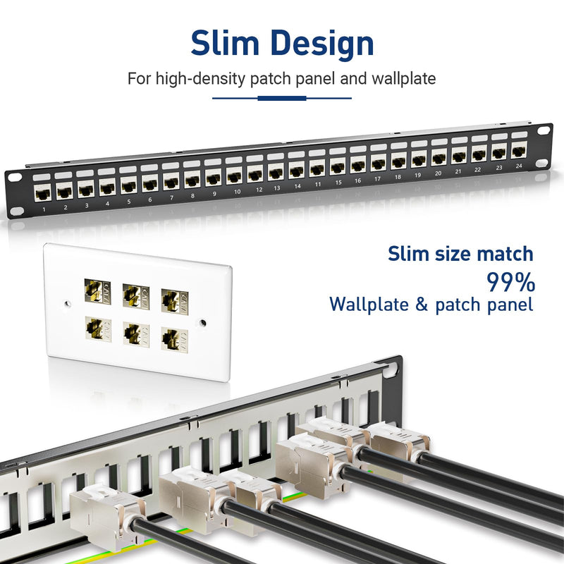 Cat 7 Cat 6A Shielded RJ45 Keystone Jack 12-Pack, 10G Ethernet Keystone Jack Toolless Zinc Alloy Module Jacks for 22 to 26 AWG Solid or Stranded S/FTP Ethernet Cable
