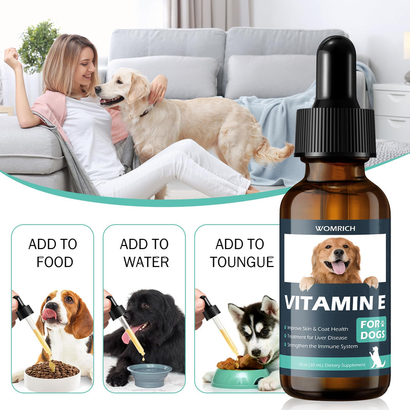 Vitamin E for Dogs 30 ML - Dog Vitamins E - Vitamin E Dropper for Dogs, Improve Skin & Coat Health, Treatment for Liver Disease, Strengthen Immune System - Natural Formula for All Ages, and Breeds - PawsPlanet Australia