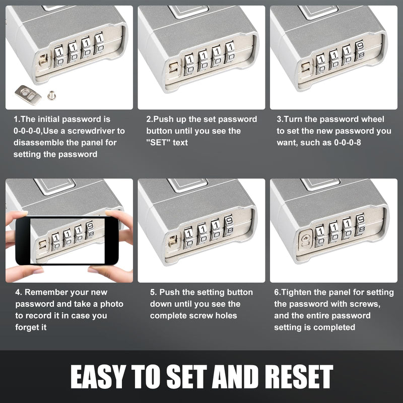Heavy Duty Combination Padlock, Diyife Large Outdoor Padlock [Wrapped Beam] High Security, One-Touch Unlocking, Design of Hidden Password Suitable for Locker, Home, School, Garage, Gate (Silver) Silver