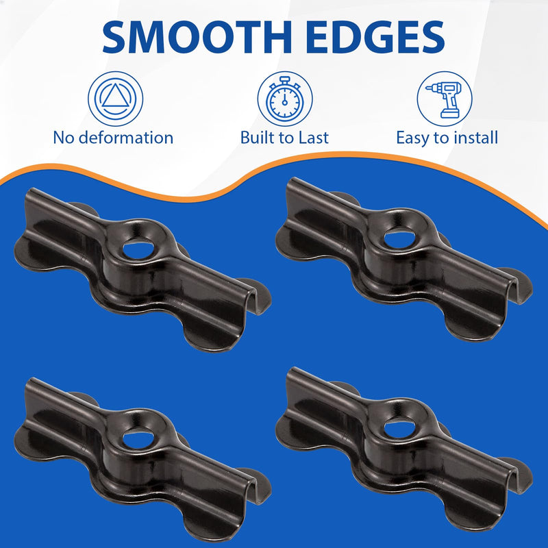 Blulu 48 Sets Alloy Steel Flush Clip with Self-Tapping Screws, 1-11/16 x 3/4 in Half Turn Button Fasteners for Storm Windows, Screens & Combination Door Panels (Double Wing,Black) Double Wing Black