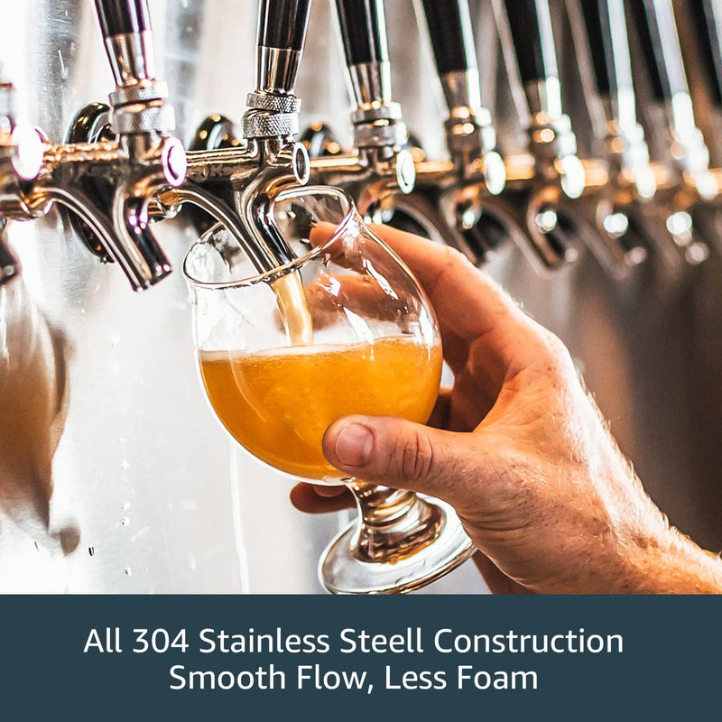 Beer Faucet Stainless Steel Beer Tap Faucet Keg Tap with Beer Faucet Tap Handle, Beer Tap Faucet Plug, Draft Beer Keg Tap Faucet for US Standard Kegerator Beer Tower Beer Shanks Beer Dispensing