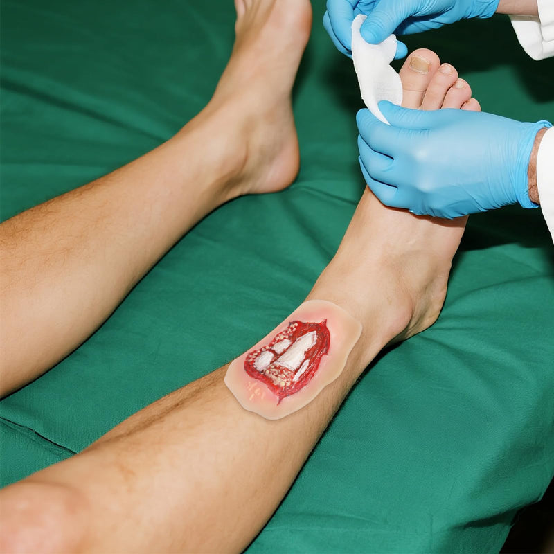 Adhesive Open Fracture Wound Model, Silicone Trauma Simulation Trainer for EMT, First Aid, Nursing & Combat Care Training