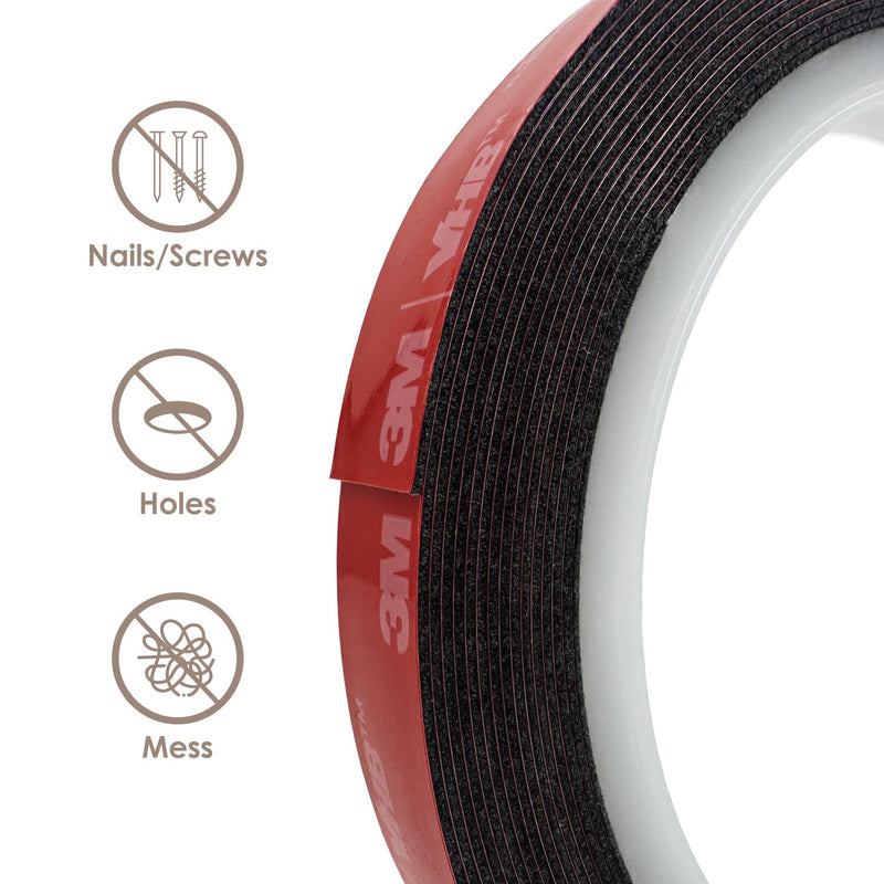 Black 3M Double Sided Mounting Tape, Waterproof 5925 VHB Foam Tape Adhesive Heavy Duty, 0.5 inch x 15 feet 0.5 in x 15 ft