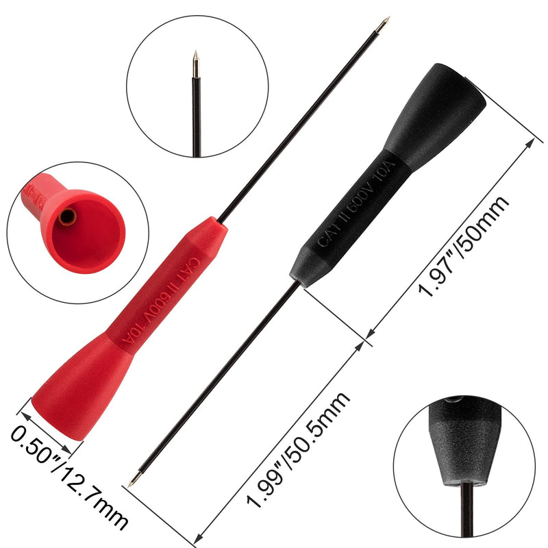 ANCIRS 6 Pack 2mm Needle Test Probes, 600V/10A Non-Destructive Multimeter Test for Fluke Leads tl71 tl75